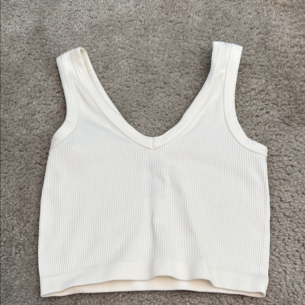 Women's Cream Ribbed Tank Top